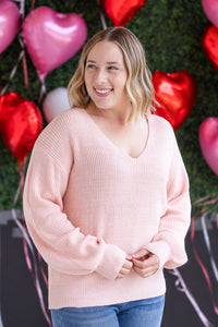 Bethany Bow Knit Sweater in Light Pink