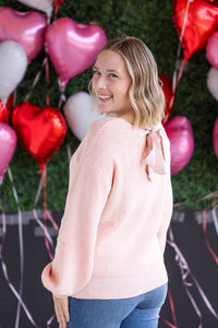 Bethany Bow Knit Sweater in Light Pink