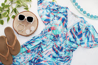 Millie Maxi Dress in Abstract Aqua Breeze