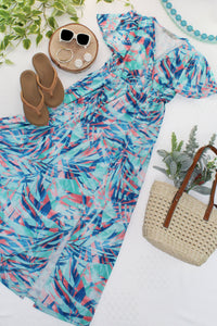 Millie Maxi Dress in Abstract Aqua Breeze