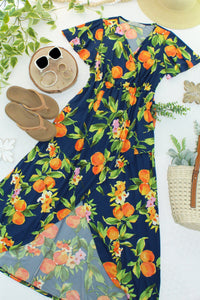 Harley High-Low Dress in Navy Citrus