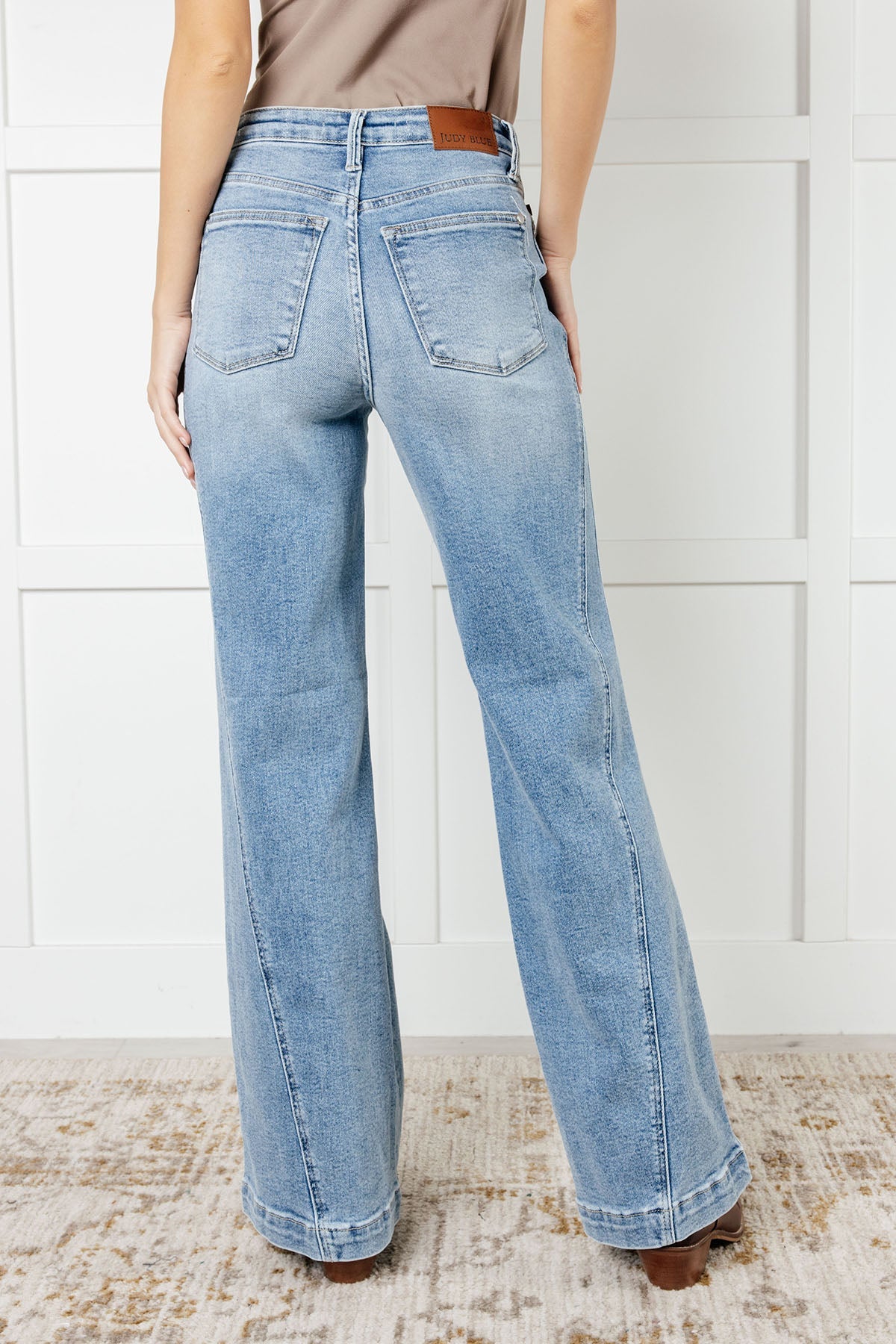 Judy Blue High Rise Side Seam Detail Wide Leg Jeans