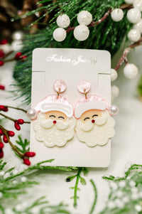 Merry in Pink Santa Dangle Earrings