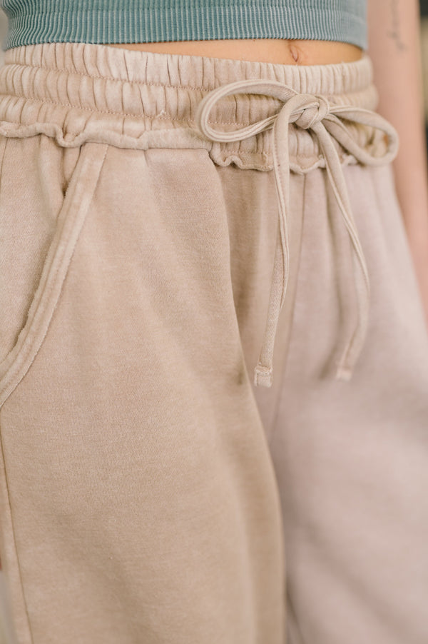 Nights Like This High Waist Palazzo Sweats in Ash Mocha