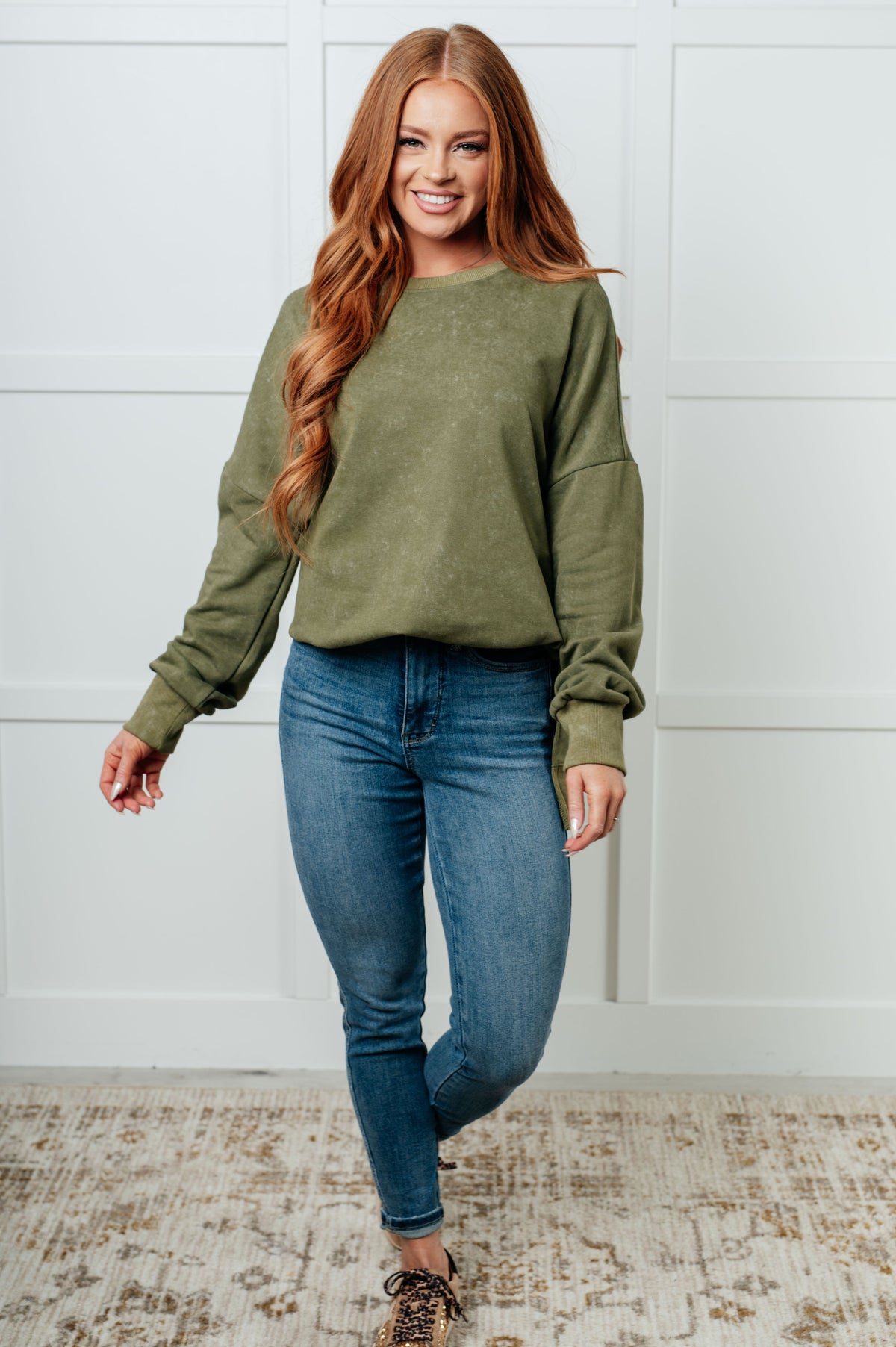 No Plain Jane Oversized Sweatshirt in Green