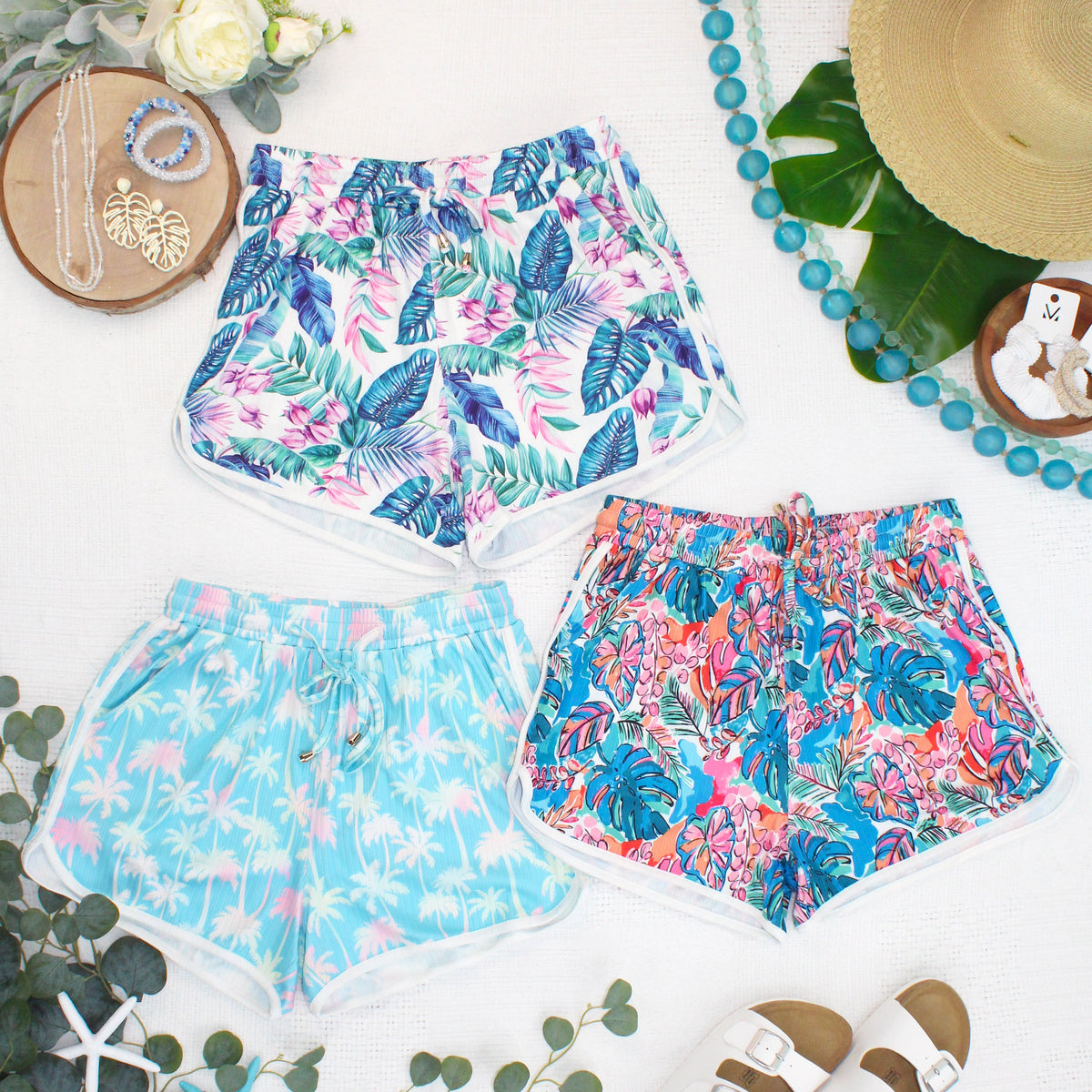 Nova Summer Shorts in Aqua Palm