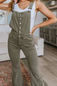 Judy Blue Control Top Release Hem Overalls in Olive