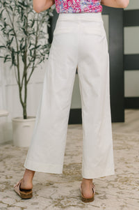 Only Pair High Waisted Wide Leg Bottoms in Off White