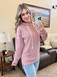 Kacey Ribbed Hoodie in Rose