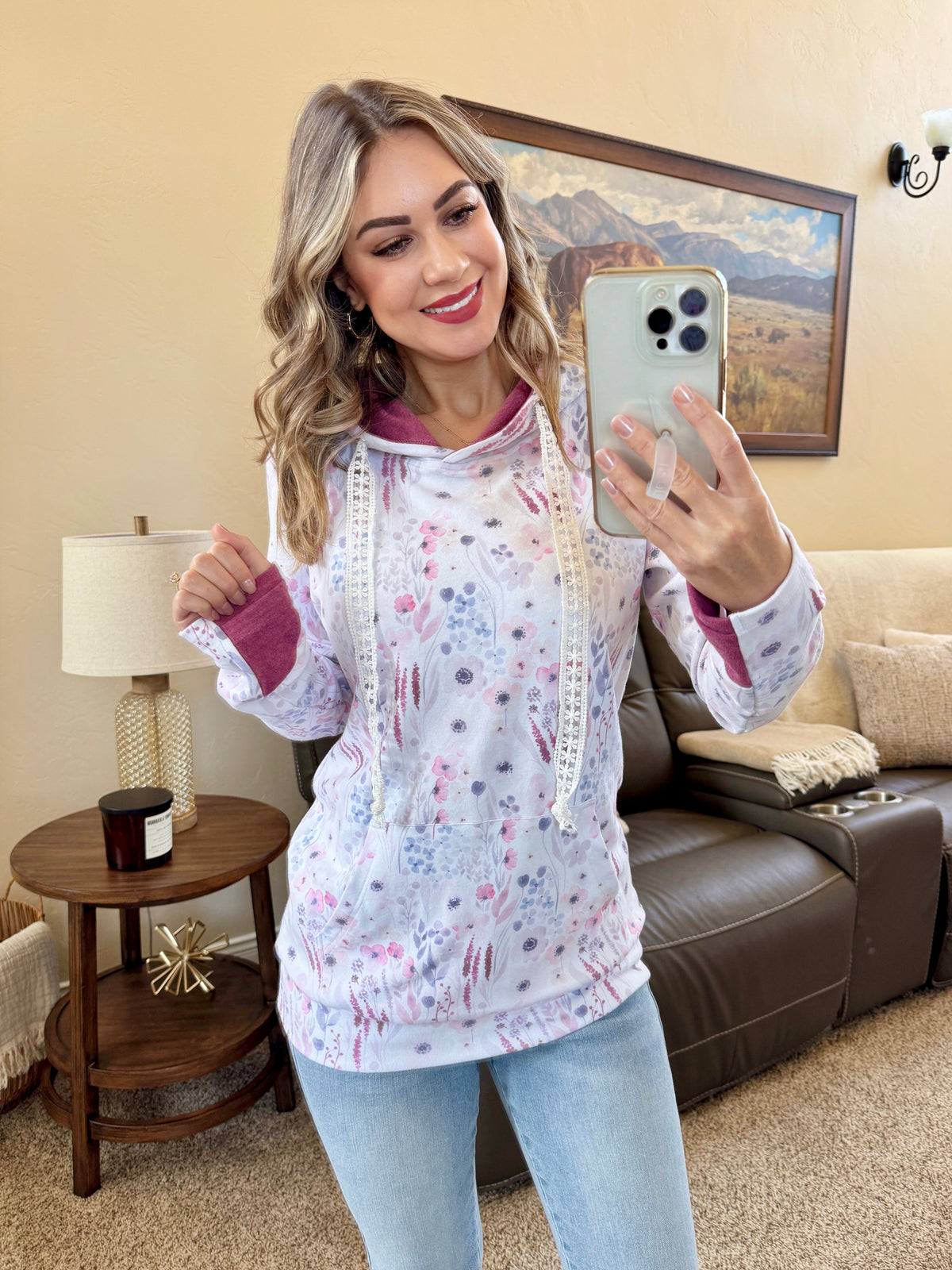 Hailey Pullover Hoodie in Wildflower Gardens