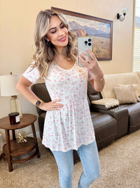 Sarah Ruffle Short Sleeve in Pretty in Pink Floral