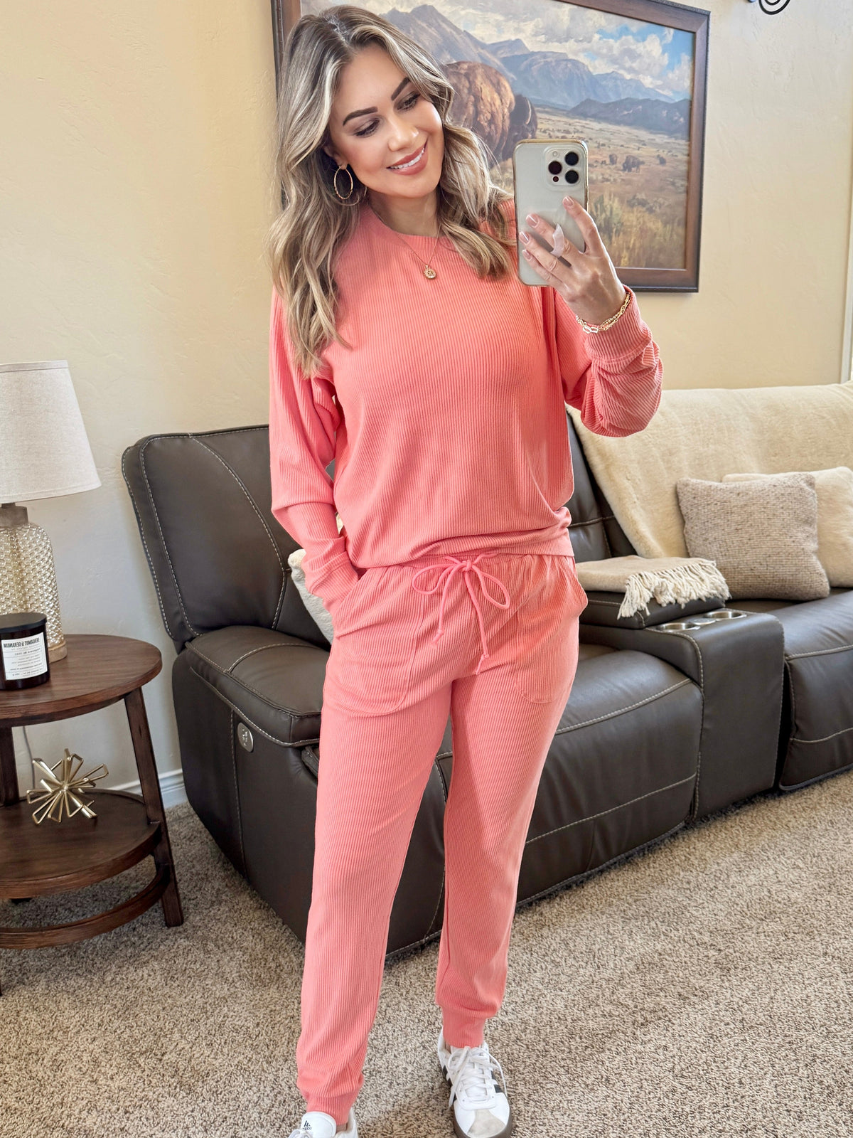 Corrine Joggers in Coral