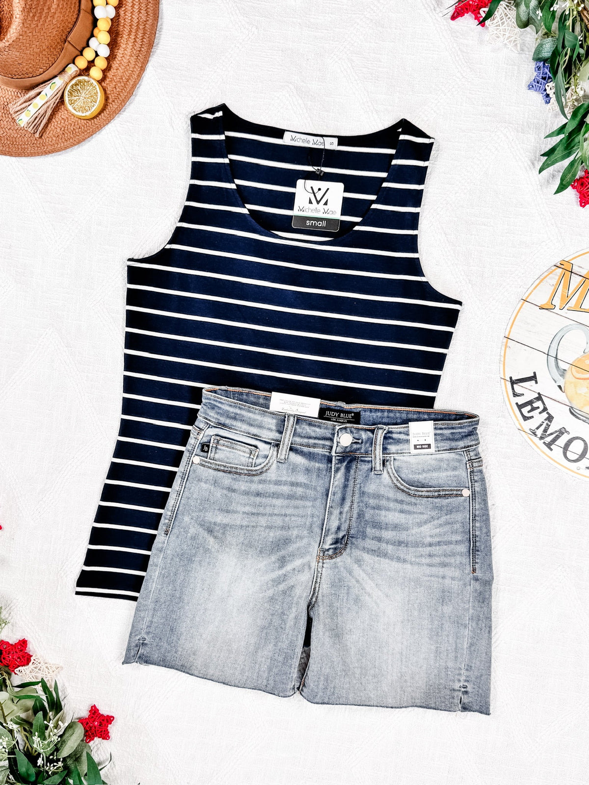 Tiffany Tank in Navy and White Stripes