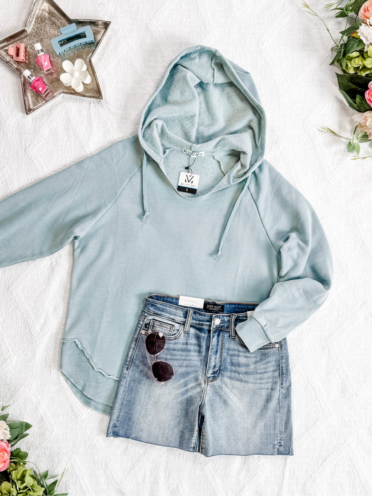 Vintage Wash Beach Hoodie in Seabreeze