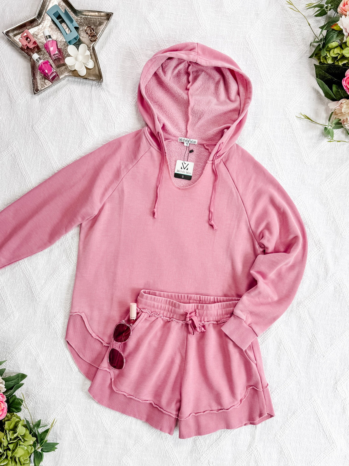 Vintage Wash Beach Hoodie in Dusty Pink