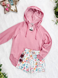 Vintage Wash Beach Hoodie in Dusty Pink
