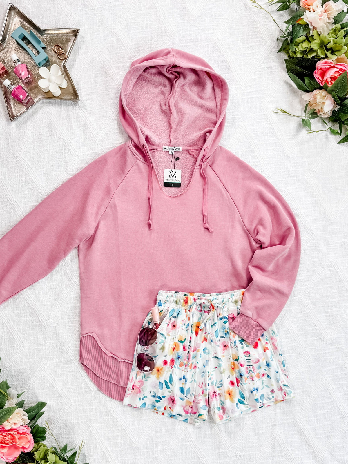 Vintage Wash Beach Hoodie in Dusty Pink