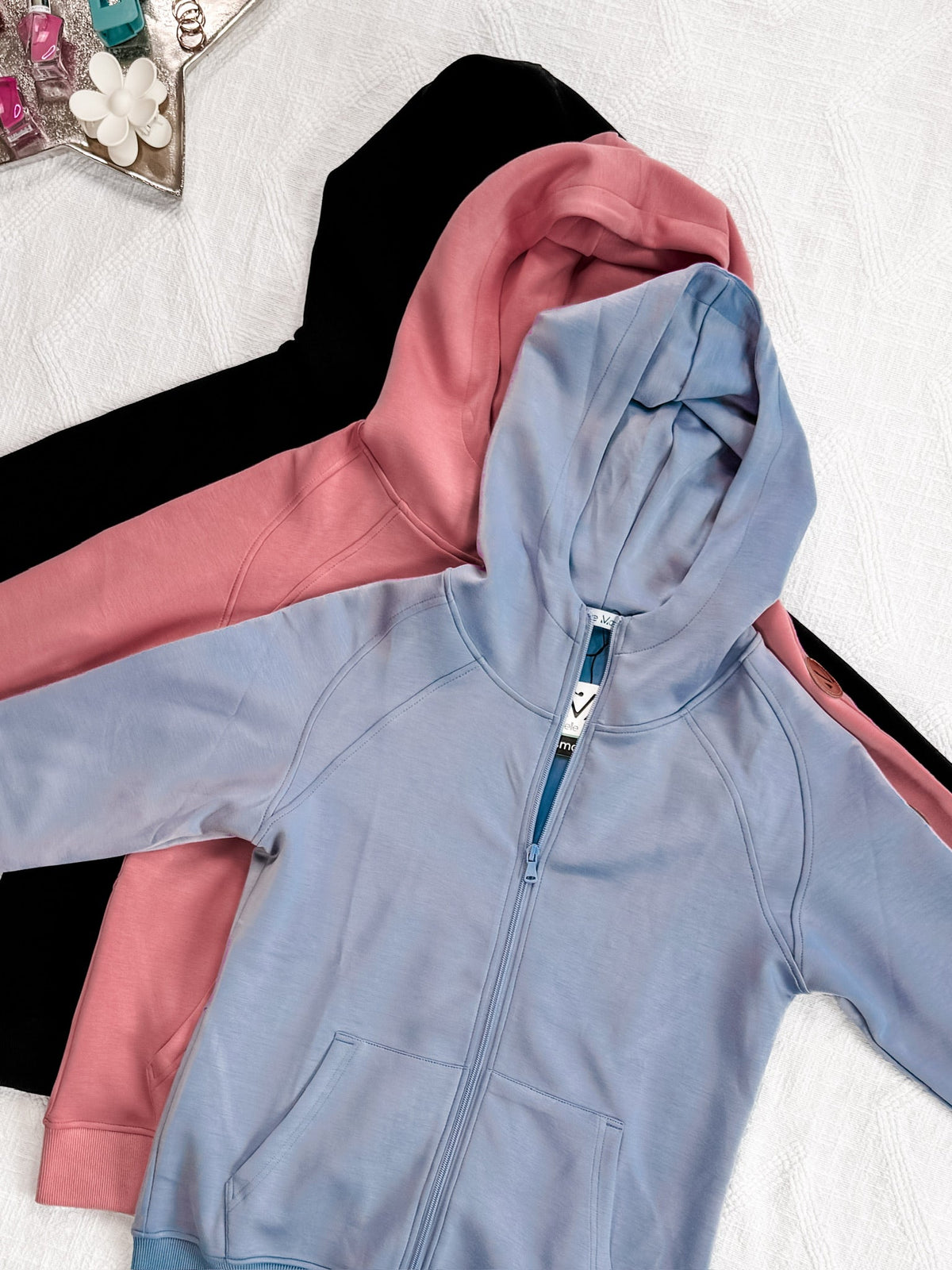 Scuba Full Zip Hoodie in Rose