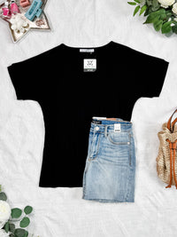 Bamboo V Neck Tee in Black