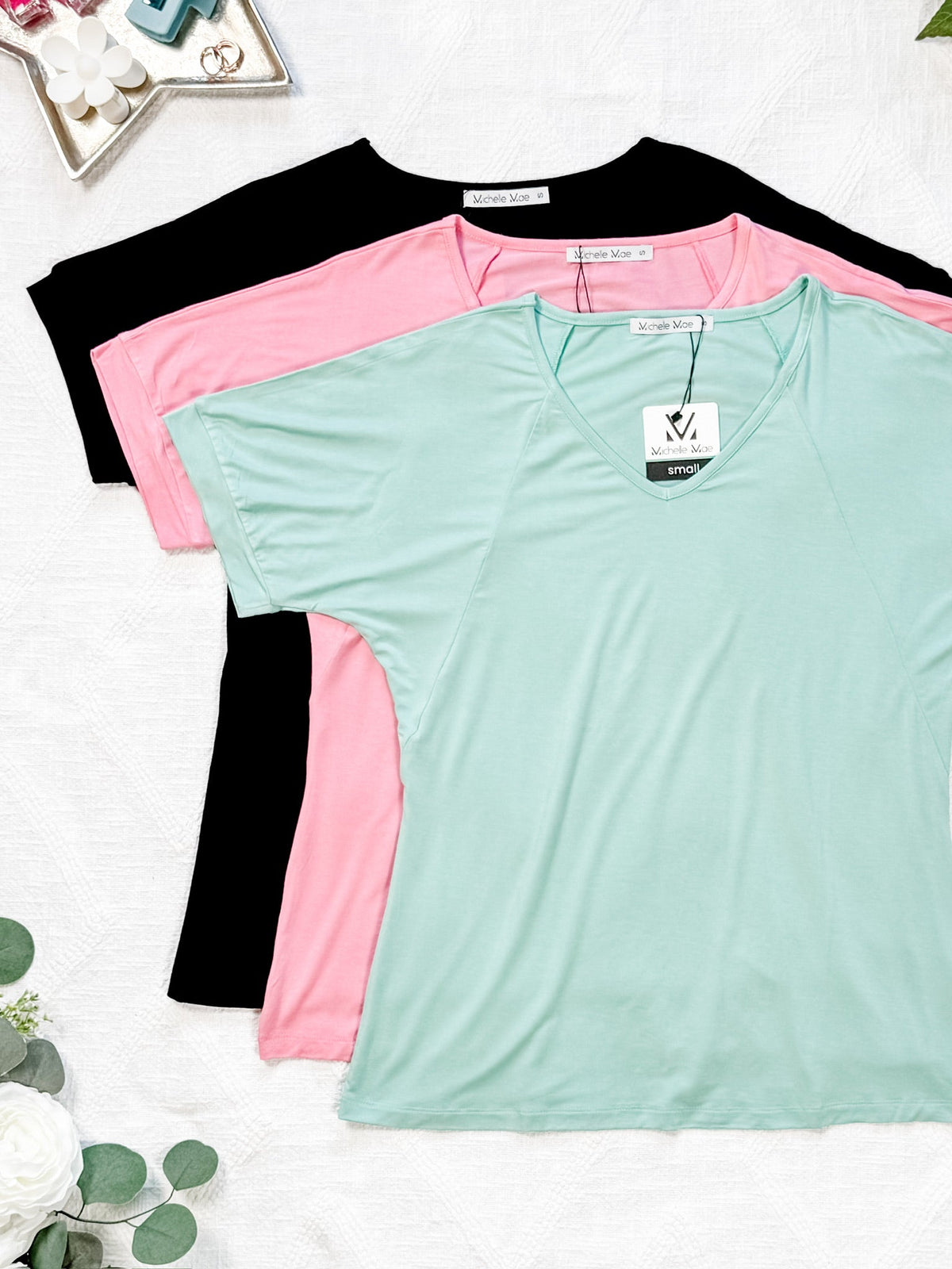 Bamboo V Neck Tee in Black