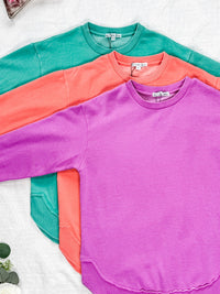 Vintage Wash Pullover in Caribbean Green