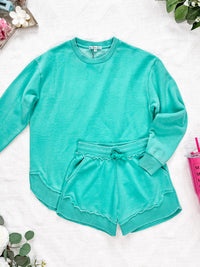 Vintage Wash Pullover in Caribbean Green