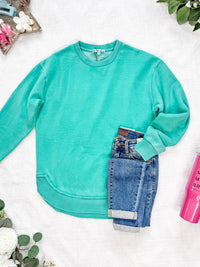Vintage Wash Pullover in Caribbean Green