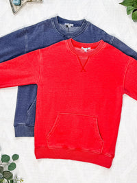 Vintage Wash Pocket Pullover in Nautical Navy