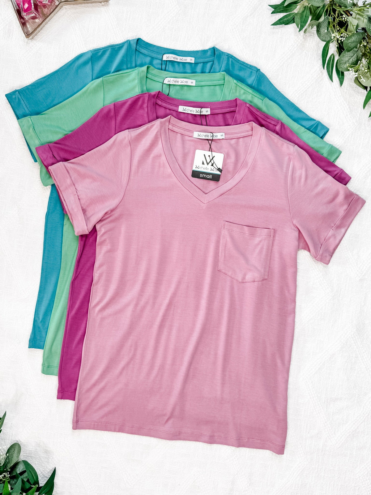 Sophie Pocket Tee in Rose