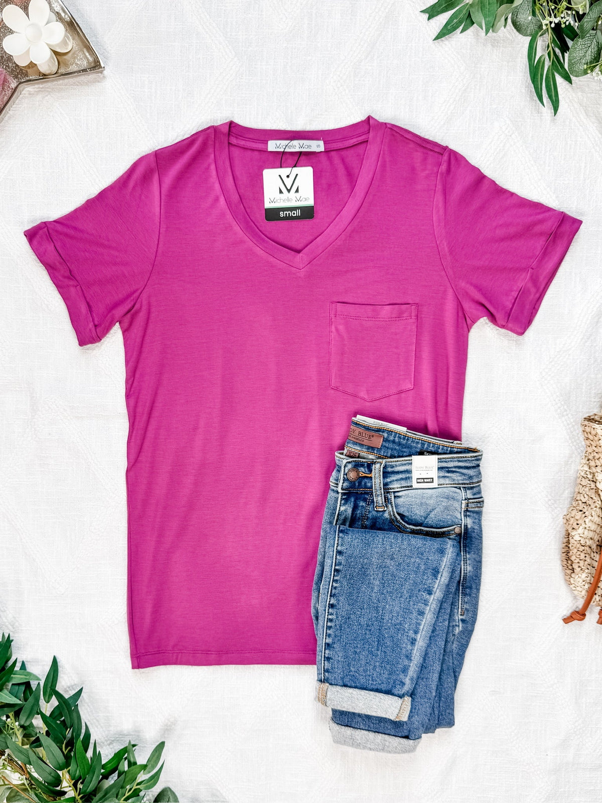 Sophie Pocket Tee in Magenta