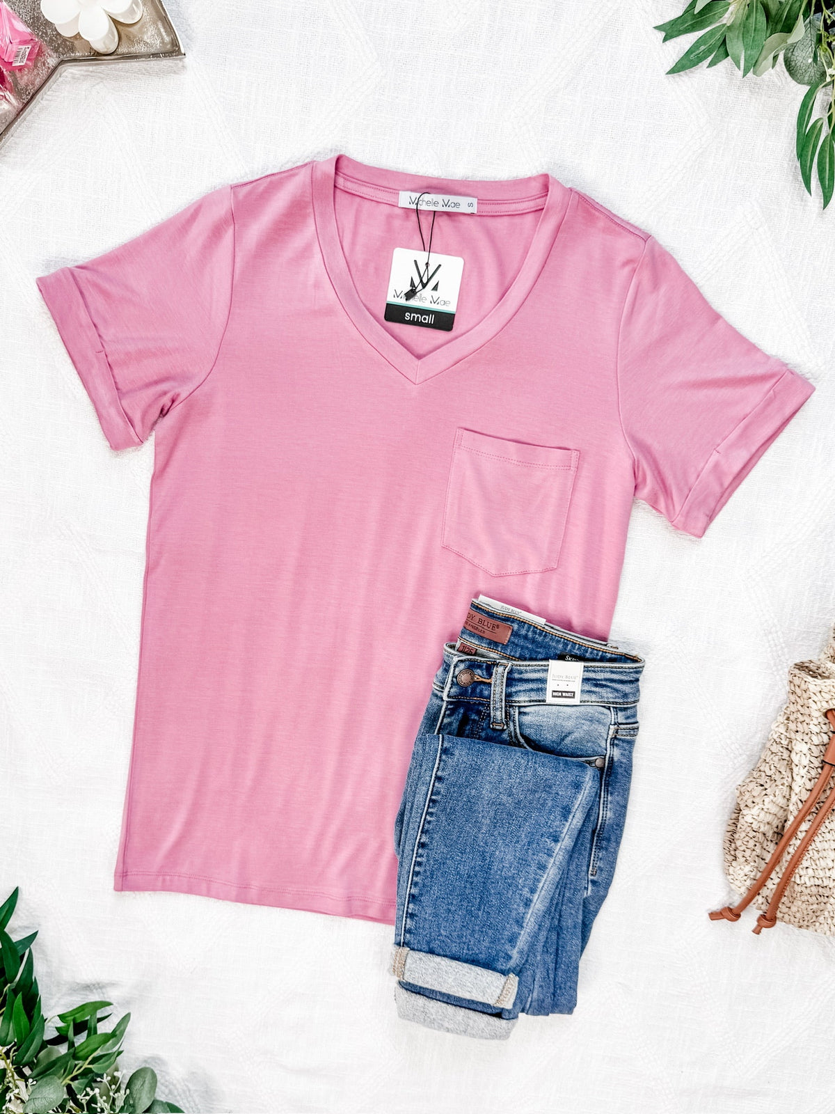 Sophie Pocket Tee in Rose