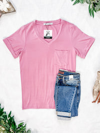 Sophie Pocket Tee in Rose