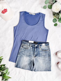 Luxe Crew Tank in Denim