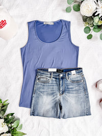 Luxe Crew Tank in Denim