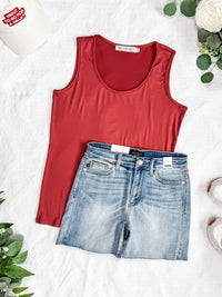Luxe Crew Tank in Papaya