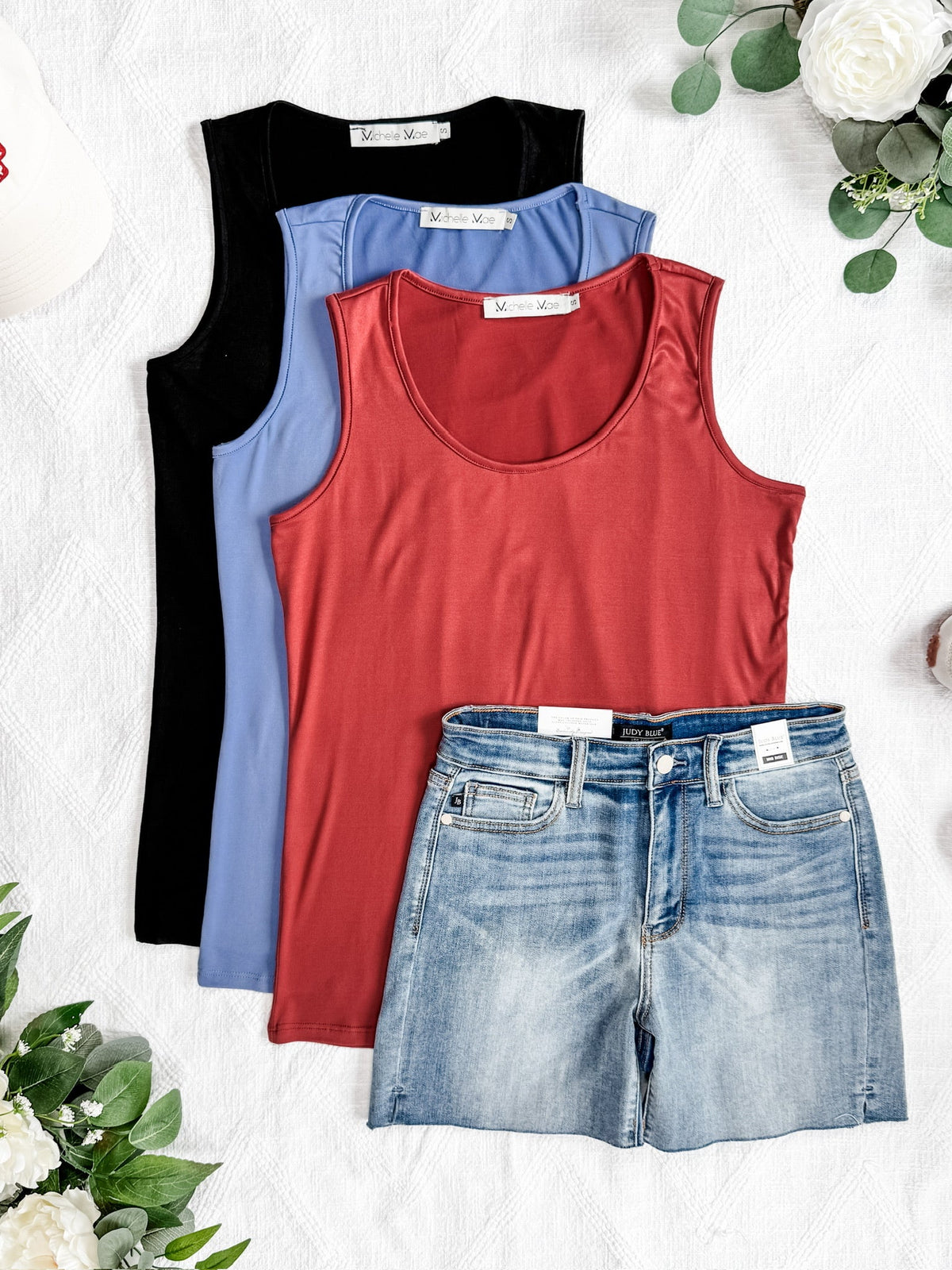 Luxe Crew Tank in Papaya