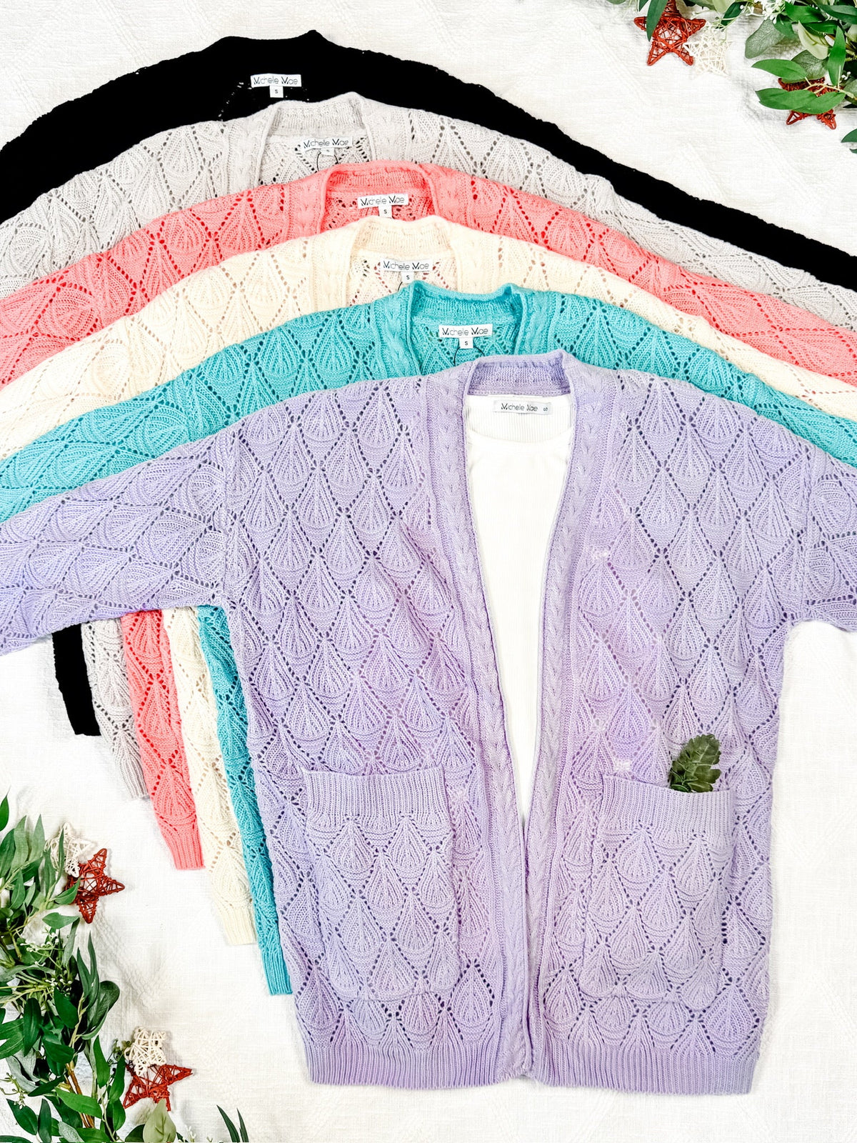 Open Knit Cardigan in Neutral