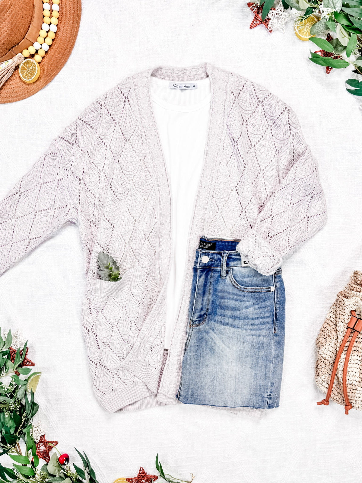 Open Knit Cardigan in Neutral