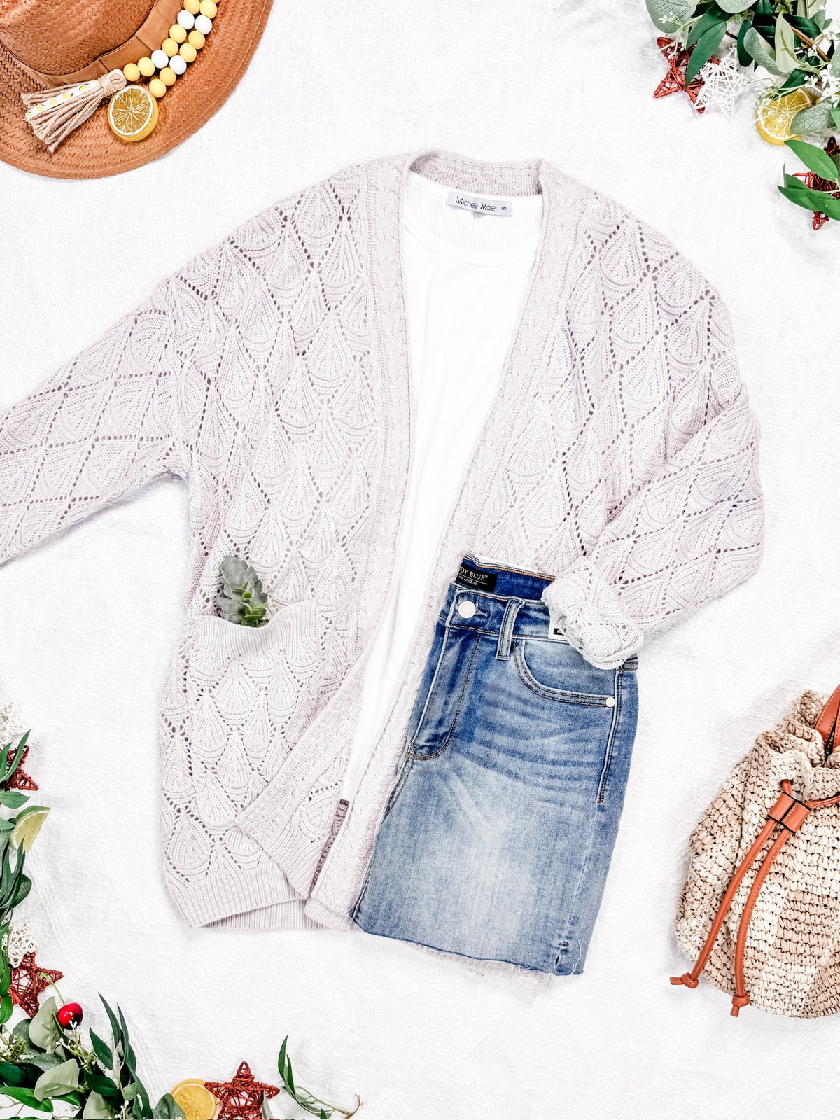 Open Knit Cardigan in Neutral