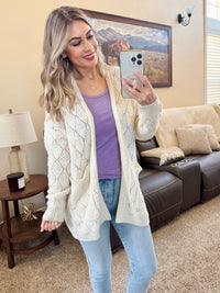 Open Knit Cardigan in Ivory