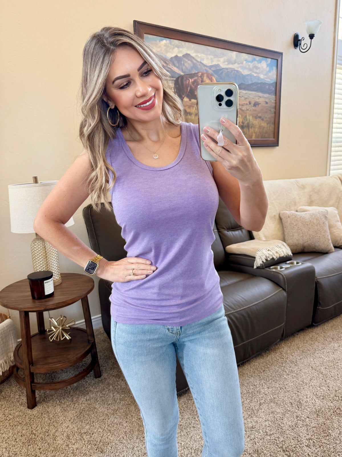 Ava Tank in Heathered Lavender