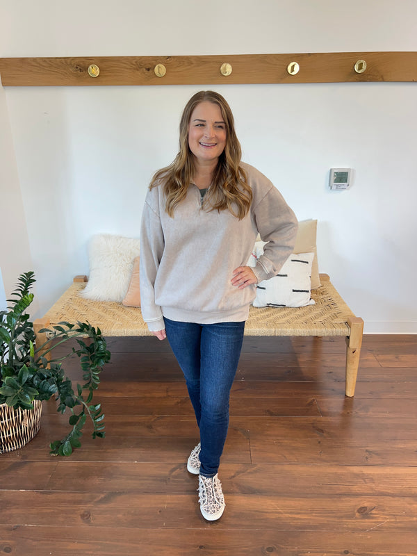 You Should Know Half Zip Pullover in Ash Mocha