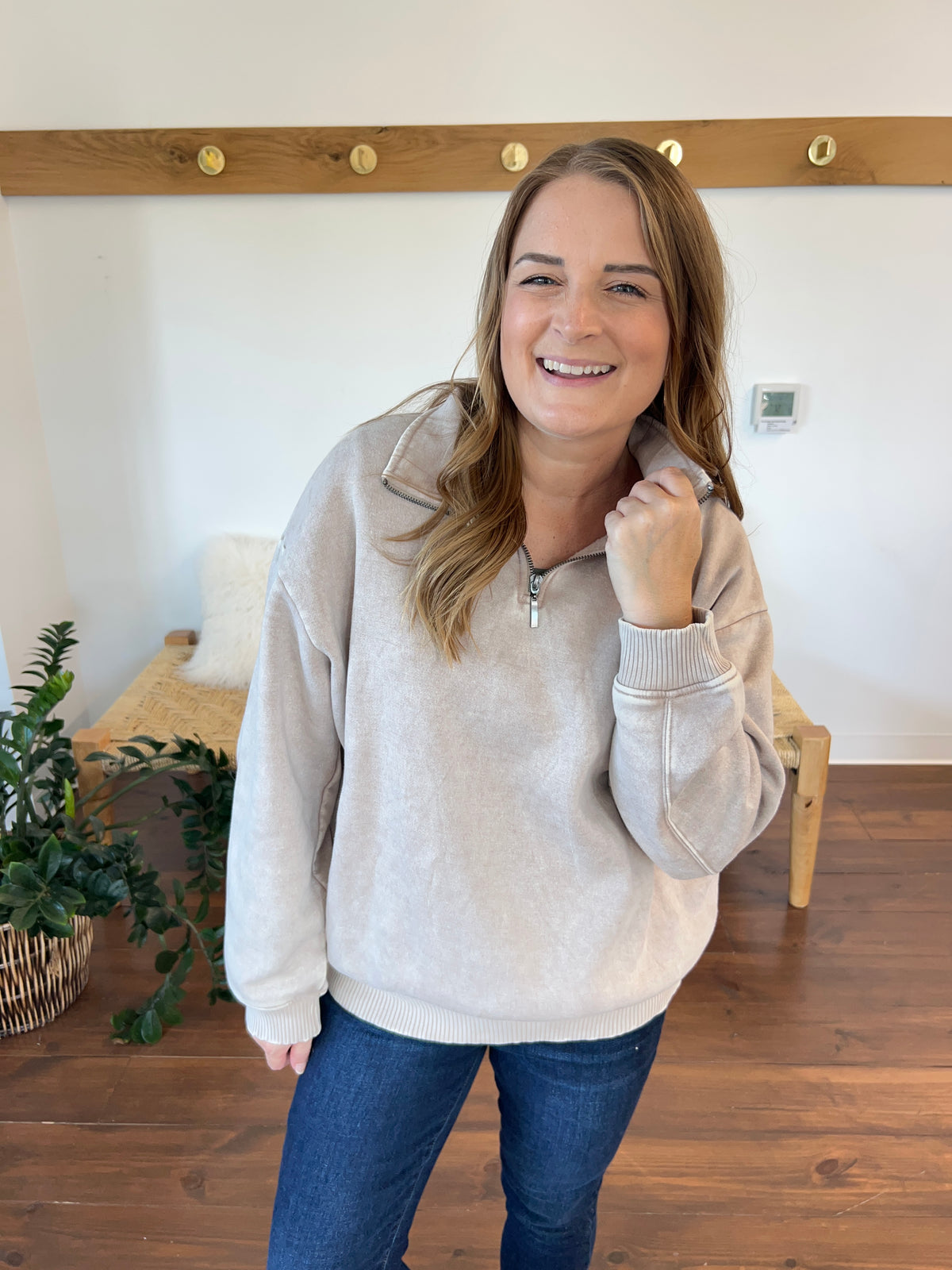 You Should Know Half Zip Pullover in Ash Mocha