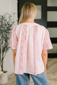 Pretty Prime Bell Sleeve Color Block Blouse