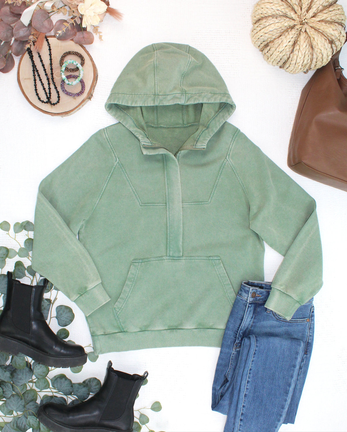 Ryker Vintage Wash Hoodie in Olive