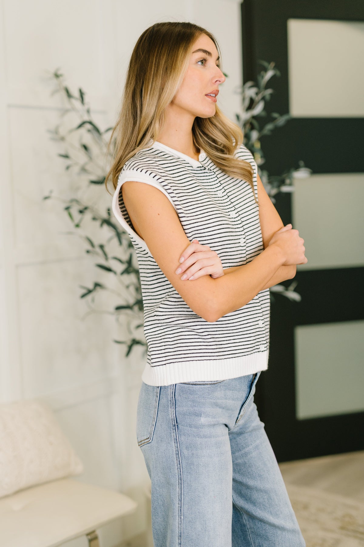 So Good It Hurts Cap Sleeve Button Down