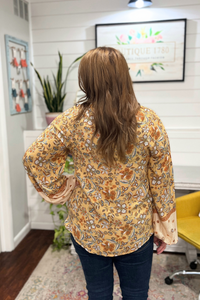 Mustard Floral Peasant Top