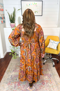 Paisley Smocked Midi Dress