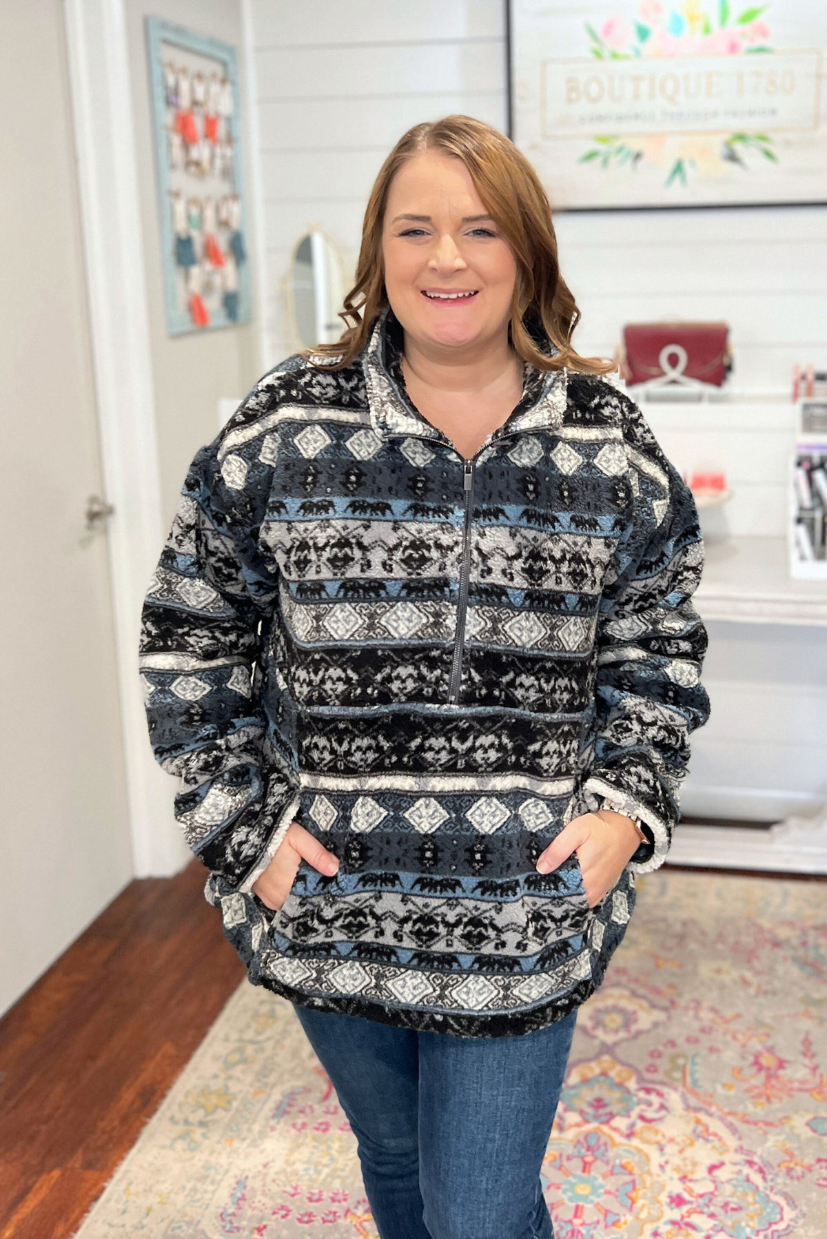 Aztec Faux Fur Pullover