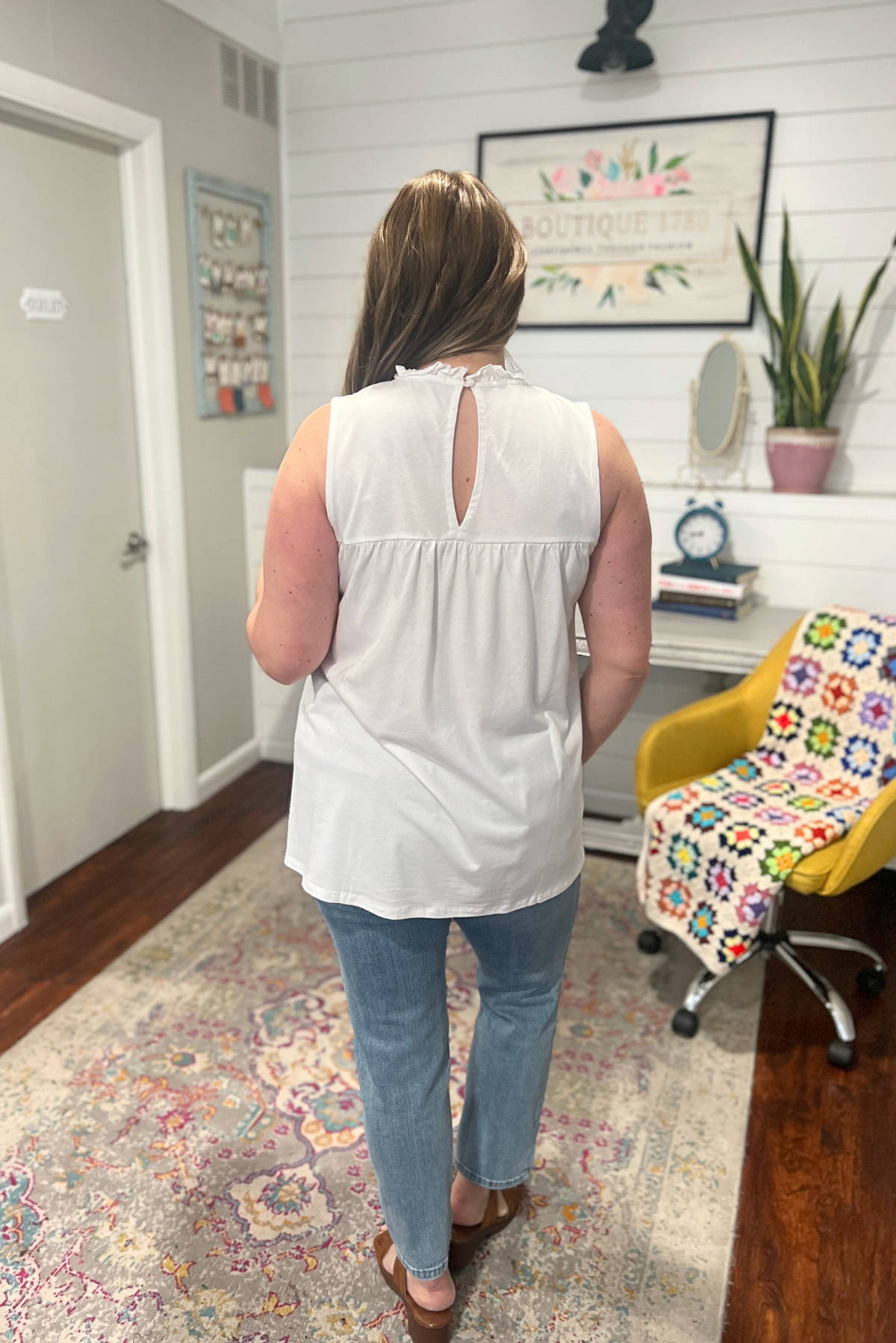 Ruched Eyelet Tank